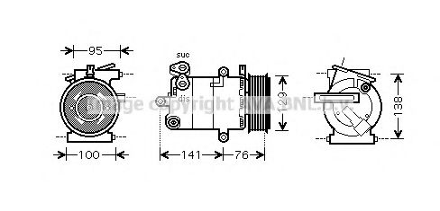 AVA QUALITY COOLING FDAK417 Компрессор кондиционера для FORD TRANSIT TOURNEO