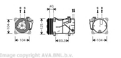 AVA QUALITY COOLING VOK119 Компрессор кондиционера для VOLVO 940 2 универсал (945)