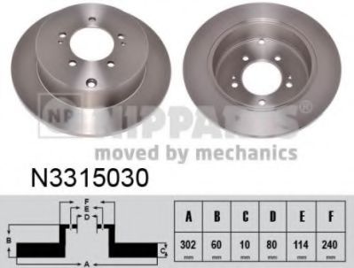 NIPPARTS N3315030 Тормозные диски для MITSUBISHI OUTLANDER