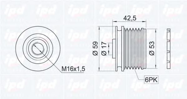 IPD 153357 Муфта генератора для LADA