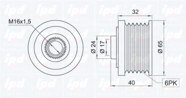 IPD 153334 Муфта генератора IPD для FIAT BRAVO