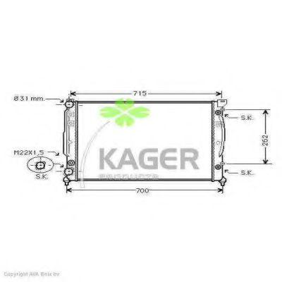 KAGER 310025 Радиатор охлаждения двигателя KAGER для AUDI