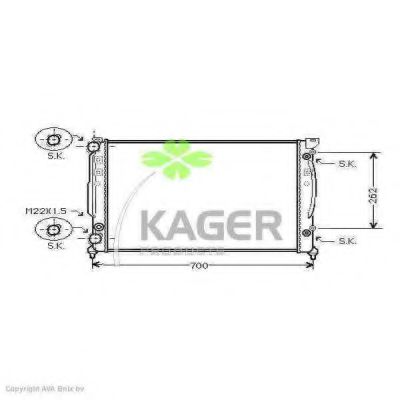KAGER 310027 Радиатор охлаждения двигателя KAGER для VOLKSWAGEN
