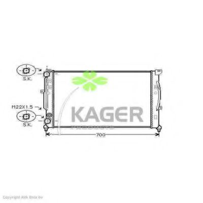 KAGER 310028 Радиатор охлаждения двигателя KAGER для VOLKSWAGEN