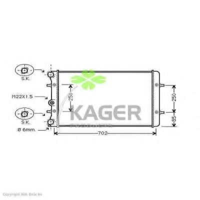 KAGER 310033 Радиатор охлаждения двигателя KAGER для VOLKSWAGEN