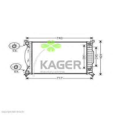 KAGER 310038 Радиатор охлаждения двигателя KAGER для AUDI