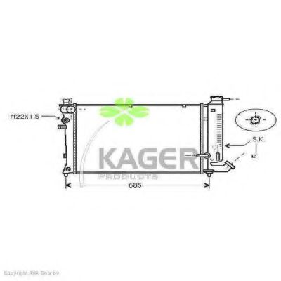 KAGER 310173 Радиатор охлаждения двигателя KAGER для PEUGEOT