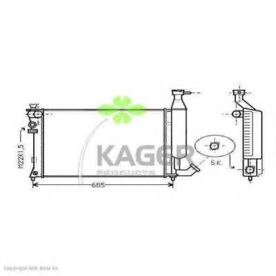 KAGER 310184 Радиатор охлаждения двигателя KAGER для PEUGEOT