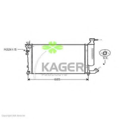 KAGER 310193 Радиатор охлаждения двигателя для CITROËN XSARA