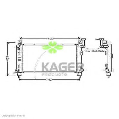 KAGER 310212 Радиатор охлаждения двигателя для CHRYSLER