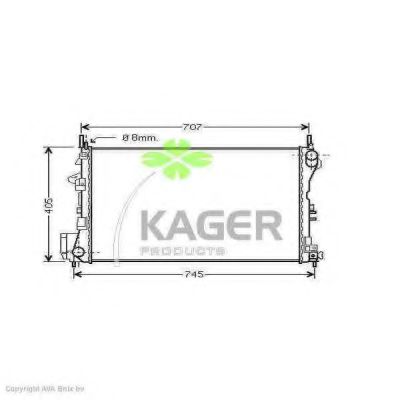 KAGER 310818 Радиатор охлаждения двигателя KAGER для SAAB