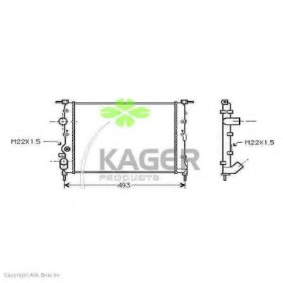 KAGER 310945 Радиатор охлаждения двигателя для DACIA