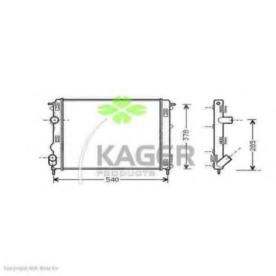 KAGER 310971 Радиатор охлаждения двигателя для DACIA