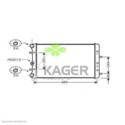 KAGER 310996 Радиатор охлаждения двигателя KAGER для SEAT