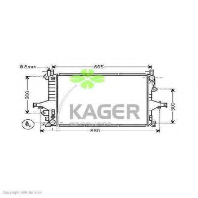 KAGER 311163 Радиатор охлаждения двигателя для VOLVO S80 1 (TS, XY)