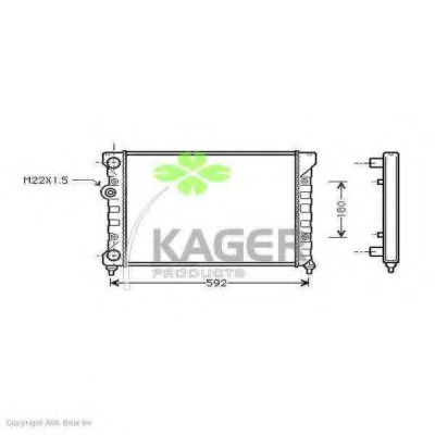 KAGER 311170 Радиатор охлаждения двигателя KAGER для VOLKSWAGEN