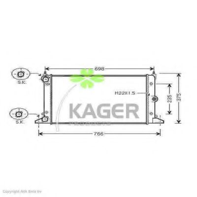 KAGER 311221 Радиатор охлаждения двигателя KAGER для SEAT