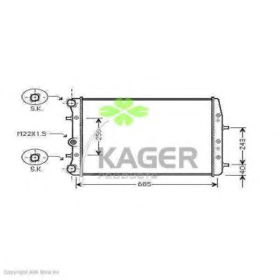 KAGER 312393 Радиатор охлаждения двигателя KAGER для SEAT