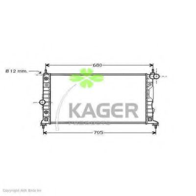 KAGER 313107 Радиатор охлаждения двигателя для SAAB