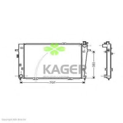 KAGER 313443 Радиатор охлаждения двигателя KAGER для KIA