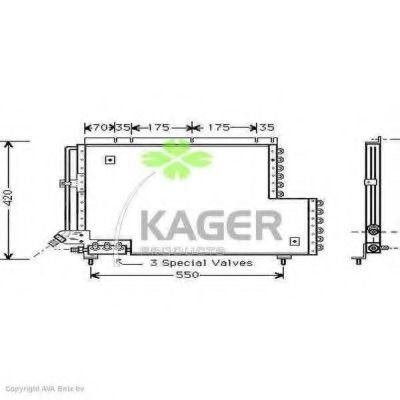 KAGER 945379 Радиатор кондиционера KAGER для VOLVO 940