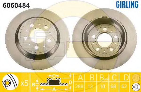 GIRLING 6060484 Тормозные диски GIRLING для VOLVO XC70