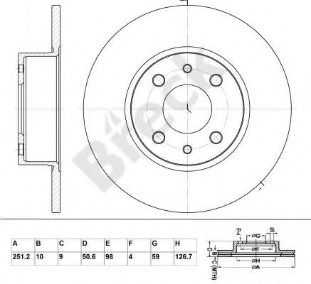 BRECK BR033SA100 Тормозные диски для FIAT MULTIPLA