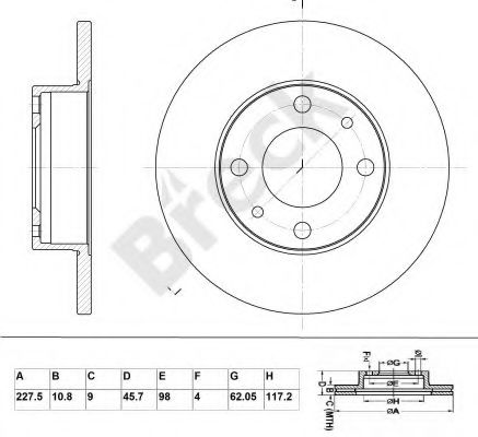 BRECK BR046SA100 Тормозные диски для FIAT UNO