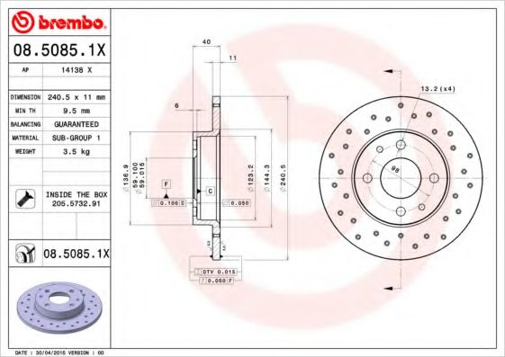 AP 14138X Тормозные диски для ABARTH 500