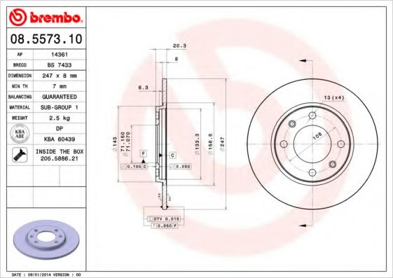 AP 14361 Тормозные диски для PEUGEOT 309