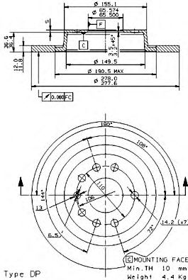 AP 14853V Тормозные диски для CADILLAC