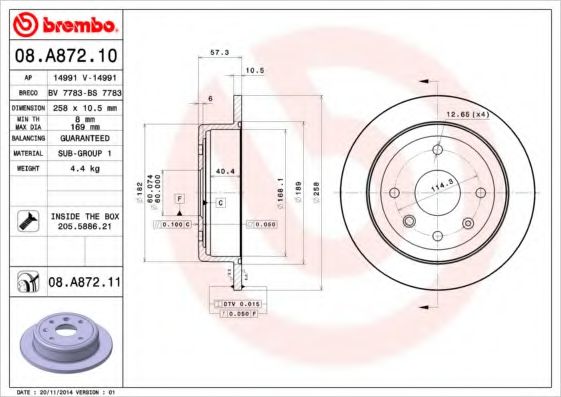 AP 14991 Тормозные диски для DAEWOO NUBIRA Break (KLAN)