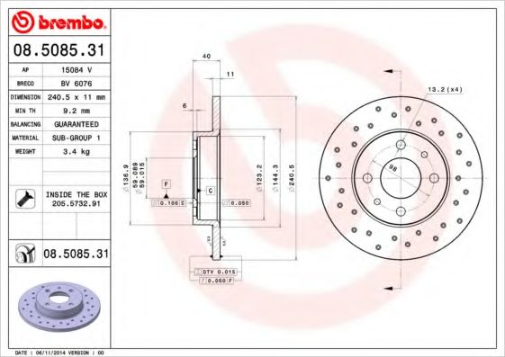 AP 15084V Тормозные диски для ABARTH 500