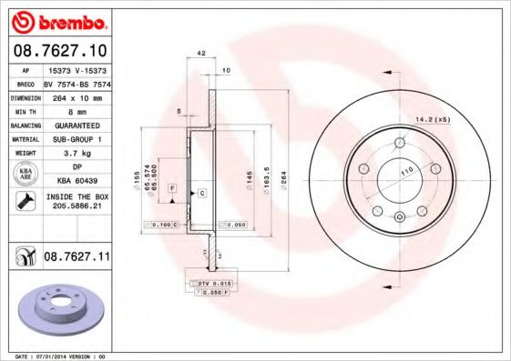 AP 15373V Тормозные диски для CHEVROLET NABIRA