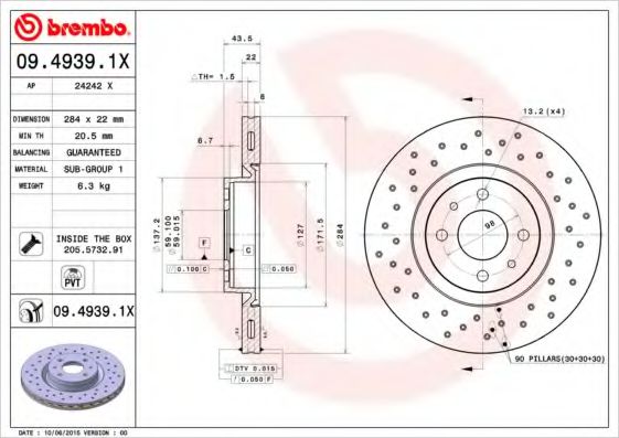 AP 24242X Тормозные диски для ABARTH 500