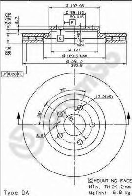 AP 24400 Тормозные диски для ALFA ROMEO 168 (164) 3.0 24V Q4 (164.K1M, 164.K1C)