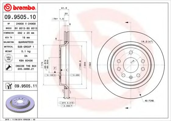 AP 24908 Тормозные диски для CADILLAC BLS