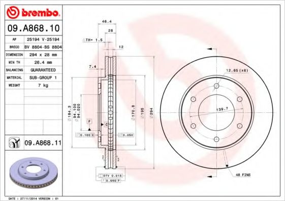 AP 25194 Тормозные диски для MITSUBISHI NATIVA