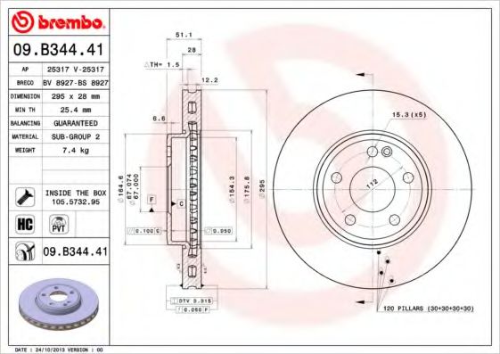 AP 25317V Тормозные диски для MERCEDES-BENZ CLA