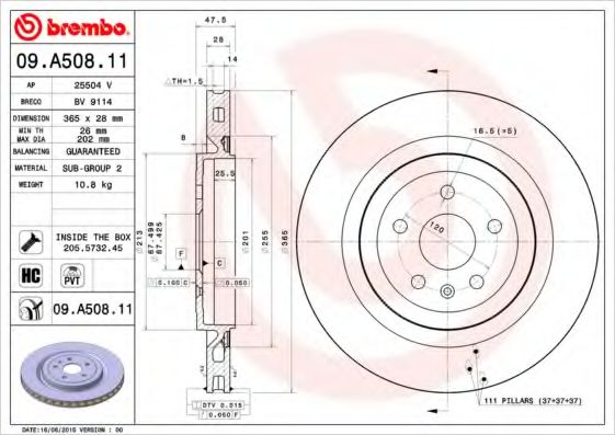 AP 25504V Тормозные диски для CHEVROLET CAMARO