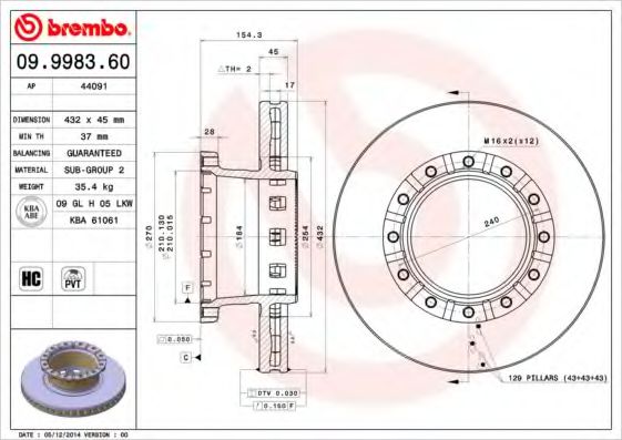 AP 44091 Тормозные диски для IVECO
