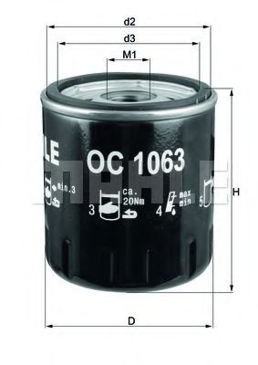 MAHLE ORIGINAL OC1063 Масляный фильтр для FORD FUSION