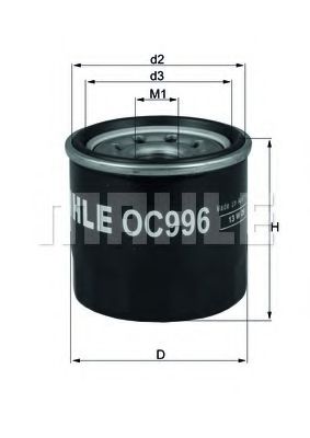 MAHLE ORIGINAL OC996 Масляный фильтр для CHEVROLET SPARK