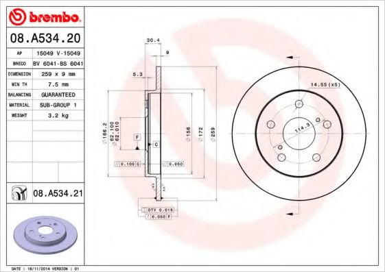 BRECO BS6041 Тормозные диски BRECO для TOYOTA