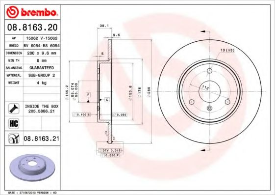 BRECO BS6054 Тормозные диски BRECO для SMART