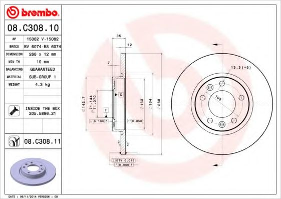 BRECO BS6074 Тормозные диски BRECO для PEUGEOT