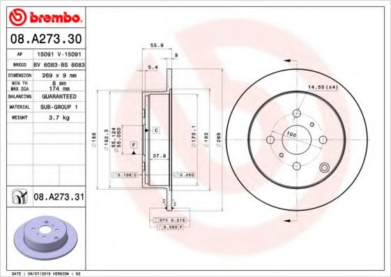BRECO BS6083 Тормозные диски BRECO для TOYOTA