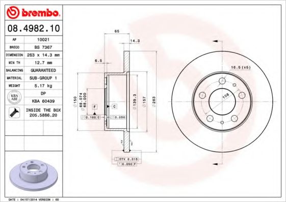 BRECO BS7367 Тормозные диски для VOLVO 240