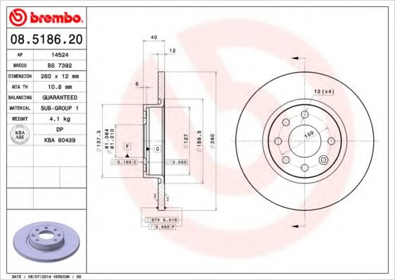 BRECO BS7392 Тормозные диски для VOLVO 480