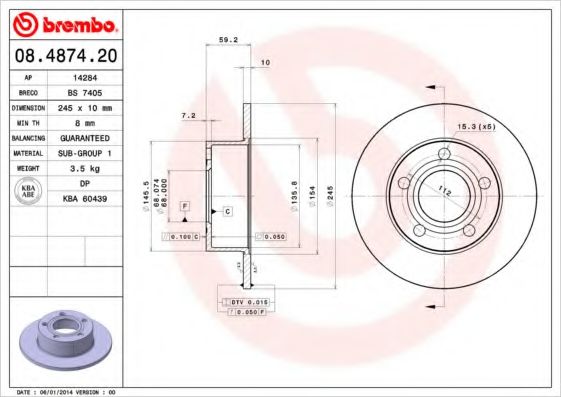 BRECO BS7405 Тормозные диски BRECO для AUDI